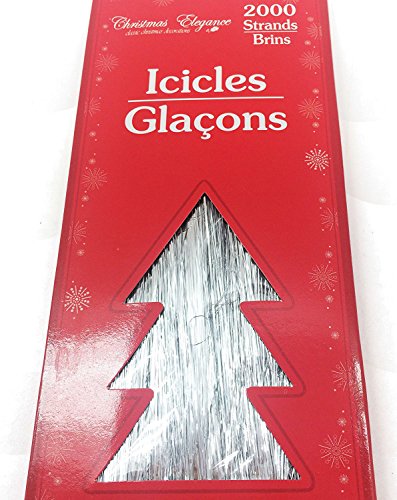 Silver Christmas Tree Tinsel Icicles - 2000 Strands Holiday Decor