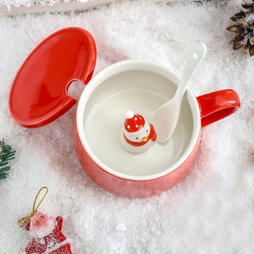 NDLBS Snowman Christmas 3D Coffee Mug - Cute Animal Inside, 12oz Ceramic Cup