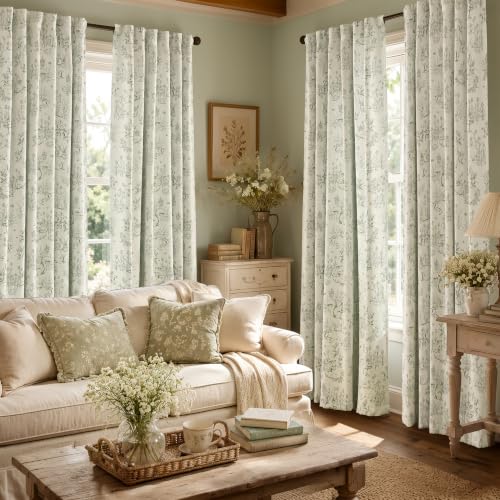 Blackout Curtains 84 Inch - Botanical Rabbit Pattern Room Darkening Panels