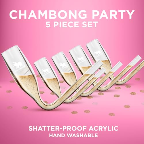 Chambong Champagne Flute Shooters 5-Piece Party Pack - Shatterproof Bachelorette Favors