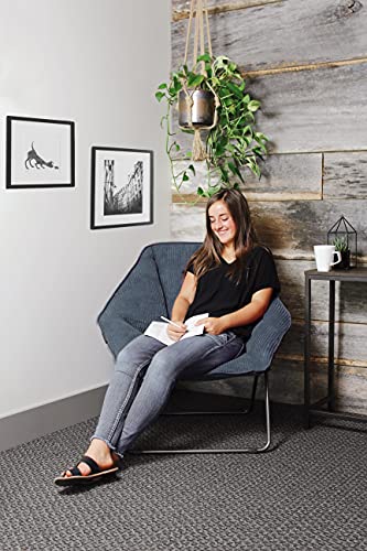 Folding Hexagon Corduroy Saucer Chair, Gray Padded Lounge Chair