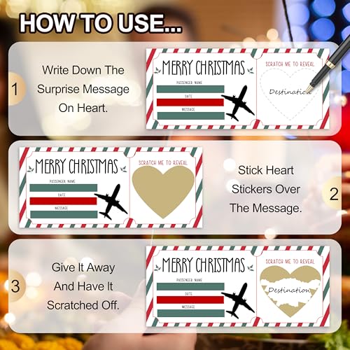 HMJKL Christmas Boarding Pass Tickets with Envelope - Surprise Scratch Reveal Gift Set - Variation 1