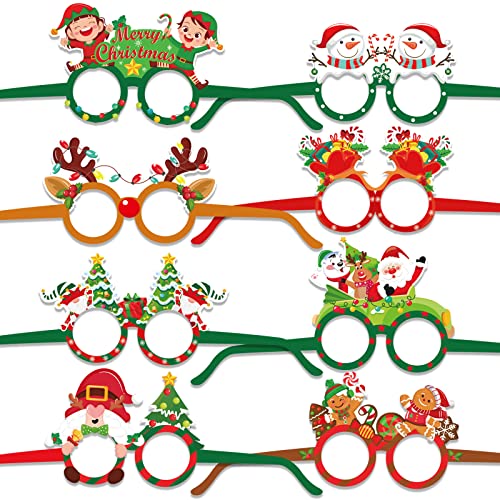 Christmas Paper Eyeglasses 30 Pack - Holiday Party Costume Accessories