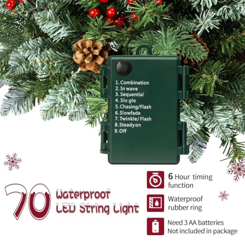 ENVEN Prelit Outdoor Christmas Urn Filler with 70 Multicolor LEDs - Outdoor Pathway & Porch Tree (2-pack) with Timer