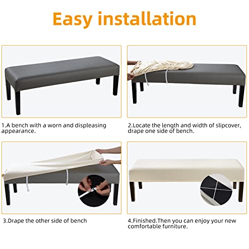 Stretch Jacquard Dining Bench Cover - Washable Slipcover Protector