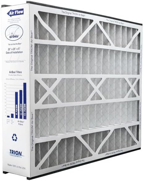 Trion Air Bear Pleated Air Filter - MERV 11, 20” x 25” x 5” | 2-Pack for Superior Air Quality
