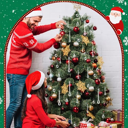 BINBE 200Pcs Acrylic Crystal Teardrop Christmas Ornaments 6 Styles – Clear