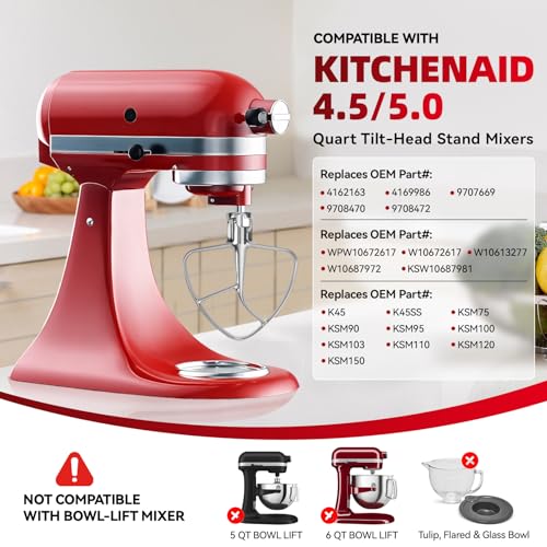 Cowbright 3-Piece Stainless Steel KitchenAid Mixer Attachments Set for 4.5-5Qt Stand Mixers