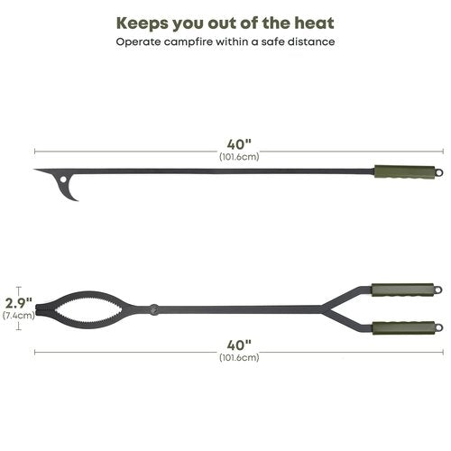 Stanbroil 40" Firewood Tongs and Fire Poker Set, Large Campfire Tongs Tool Set for Fireplace and Camping Fire Pit Wood Stove Indoor & Outdoor Use