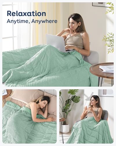 Kivik 20lb Sage Green Weighted Blanket Queen Size 60x80 for Adults