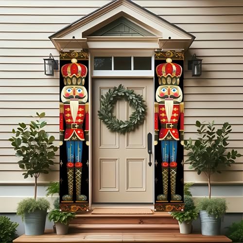 Nutcracker Soldier Christmas Porch Banner Set - Front Door Hanging Decor