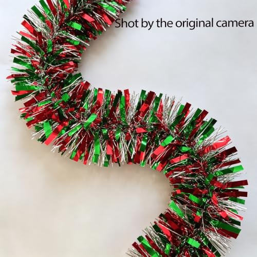 Red Green Silver Tinsel Garland 33Ft Christmas Decor Streamer - Holiday Party Decorations