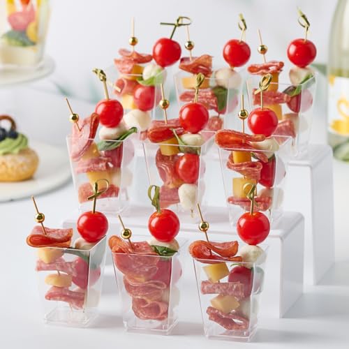 Zezzxu 150 Pcs 5 oz Plastic Charcuterie Cups with Sticks Set for Parties, Serves 50