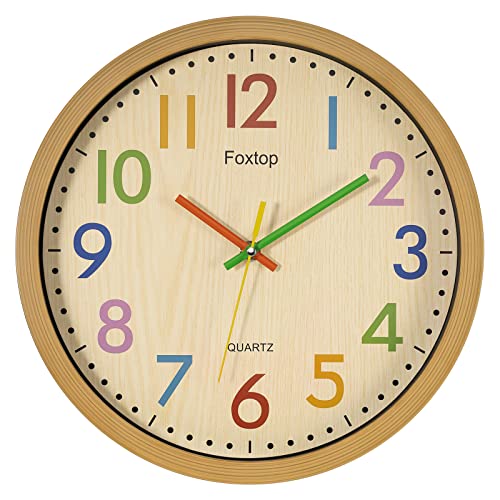 12-Inch Silent Colorful Wall Clock for Kids Nursery and Classroom