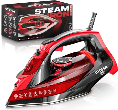 Utopia Home 1800W Steam Iron for Clothes with Non-Stick Soleplate & Auto-Off