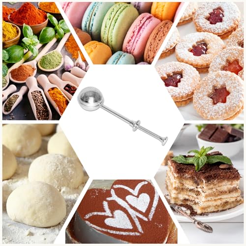 Stainless Steel Flour Duster Wand for Baking - Spring-Press Handle