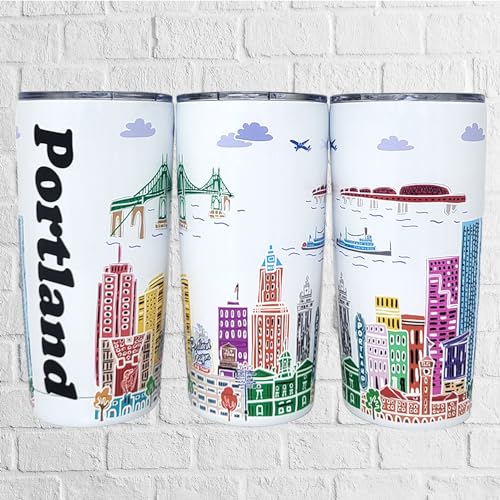 Portland City Themed 20oz Insulated Travel Mug with Lids - Stainless Steel Cup