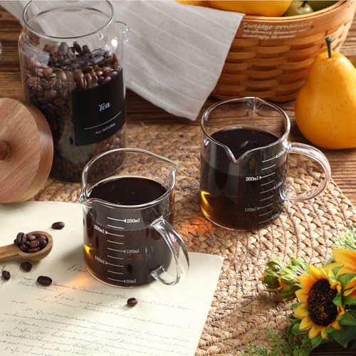 Patelai 2 Pack Espresso Shot Glasses 250ml/8oz with Dual Spouts & Handle