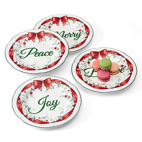 Pfaltzgraff Winterberry Red Ribbon Holiday Salad Plates Set of 4