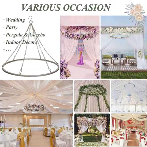 24-Inch Ceiling Draping Kit with Metal Canopy Hoop for Weddings