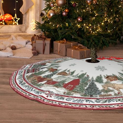 Horse Christmas Tree Skirt 36 Inch - Festive Holiday Xmas Tree Mat