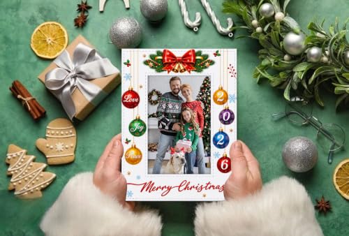 Christmas Picture Frame 4x6 - Love Joy Peace Merry Christmas 2026 White