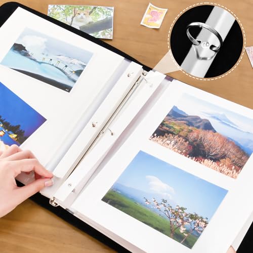 Yasala Multicolored Christmas Photo Album with Vegan PU Leather Cover - 20 Sheets, 3-Ring Binder