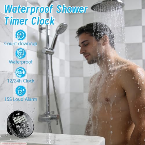 Digital Waterproof Shower Timer and Clock with Magnetic Back and Stand