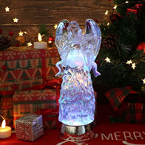 Eldnacele Angel Violin Snow Globe Lantern with Color Changing Light & Timer - Violinist Variant