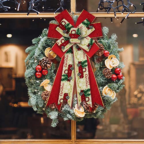 ABTOLS Large Red Velvet Christmas Bow Truck Decoration for Wreaths & Front Door