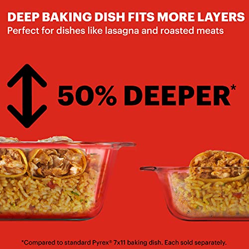 Deep Glass Baking Dish with Lid (9x13 Inch) - Casserole Bakeware Pan