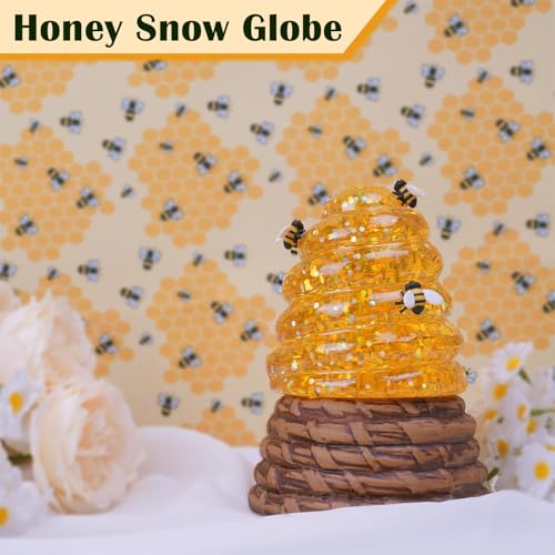 Honey Bee Snow Globe with Timer - Lighted Spring Tabletop Decor