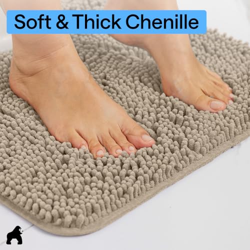 2-Piece Chenille Bath Rug Set, Absorbent Microfiber Bathroom Mats