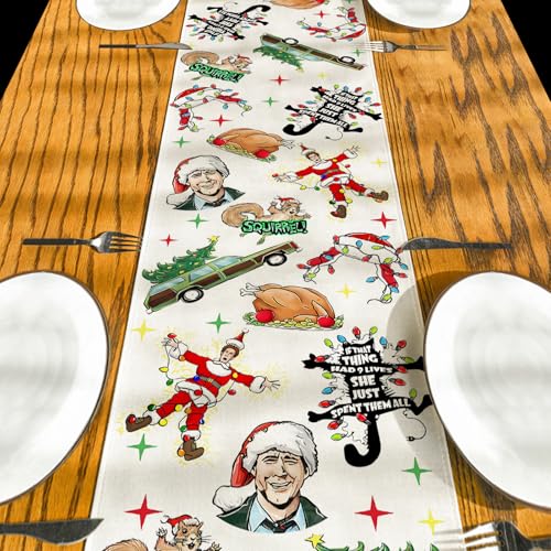 Yarcooly Christmas Table Runner 13 x 60 in - White, Xmas Home Decor