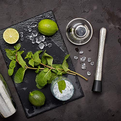 Natureland 8 Inch Stainless Steel Cocktail Muddler and Spoon Bar Set