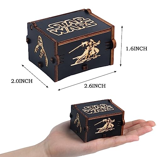 Engraved Vintage Wooden Hand Crank Music Box - Compact Musical Gift