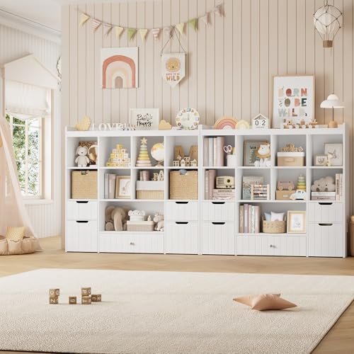 Kids Toy Storage Organizer with Bookshelf, Mobile Bins and Drawers