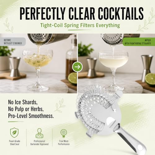 Notana 3-Pack Stainless Steel Hawthorne Cocktail Strainers for Bartenders and Home Bars