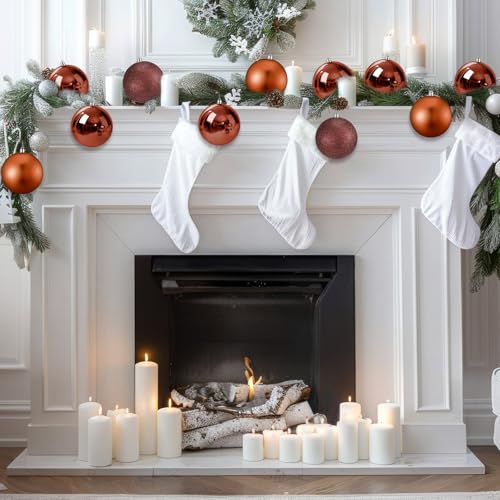 Jenaai 12 Pcs Large 4-Inch Brown Christmas Ball Ornaments – Matte, Glossy, Pearly Lustre & Glitter