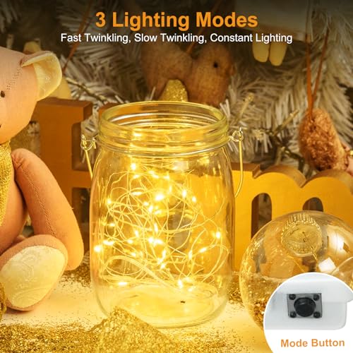 btfarm 30 Pack Battery Operated Fairy Lights 7Ft 20 LED Twinkle String Lights Warm White Waterproof Silver Wire for Christmas Wedding Crafts