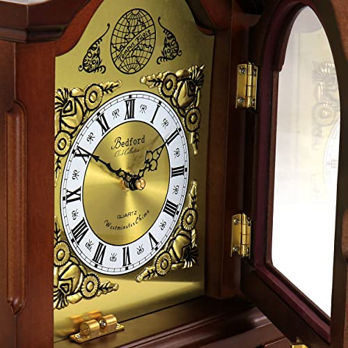 Redwood Mantel Clock with Hourly Chimes and Volume Control