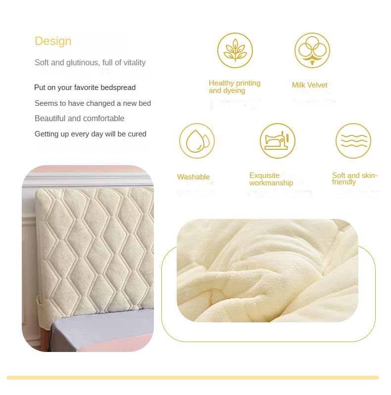 Velvet Headboard Cover - Quilted Bed Protector for Full to King Size