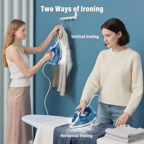 IRONDAY Blue Steam Iron 1200W Fast Heating Non-Stick Ceramic Soleplate