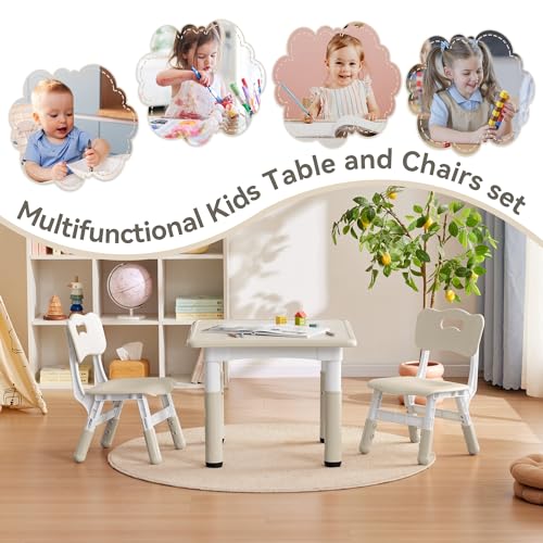 Adjustable Kids Study Table and 2 Chairs Set - Graffiti Art Activity Desk