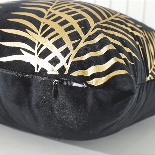 TAOSON 2 Pack Wine Red Velvet Pillow Covers 18x18 with Gold Leaves