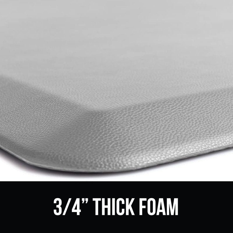 GORILLA GRIP Comfortable Cushioned Kitchen Mats for Floor, Waterproof and Stain Resistant Soft Top, 3/4 Inch Thick Ergonomic Standing Desk Anti Fatigue Mat, Foam Supports Feet, 20x32, Light Gray