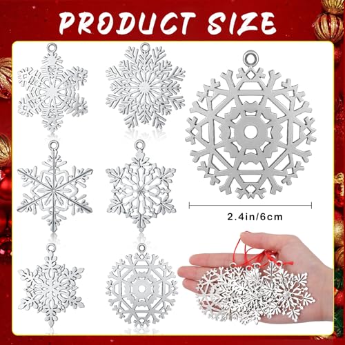Threehoney 12 Pcs Metal Snowflake Christmas Ornaments Pewter Tree Decor