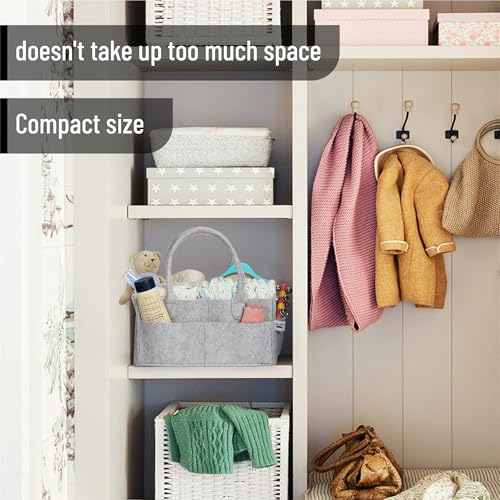 Baby Diaper Caddy Organizer Gray Storage Bin for Nursery and Car