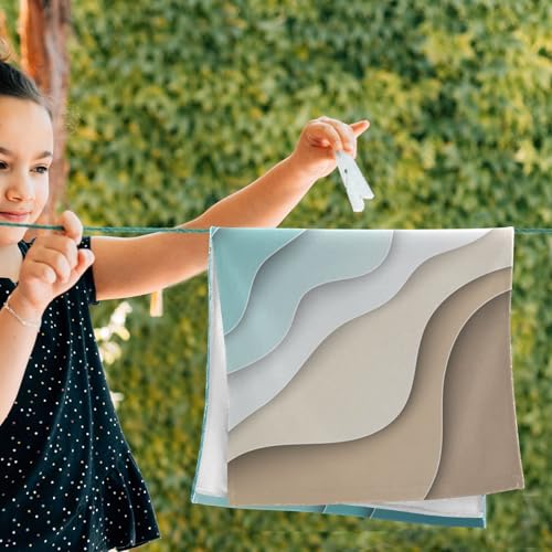 Abstract Beach Theme Hand Towels - Turquoise Brown Gradient Set of 2