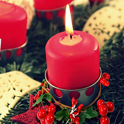 8-Pack Small Christmas Candle Ring Wreaths - Faux Red Berry Centerpieces